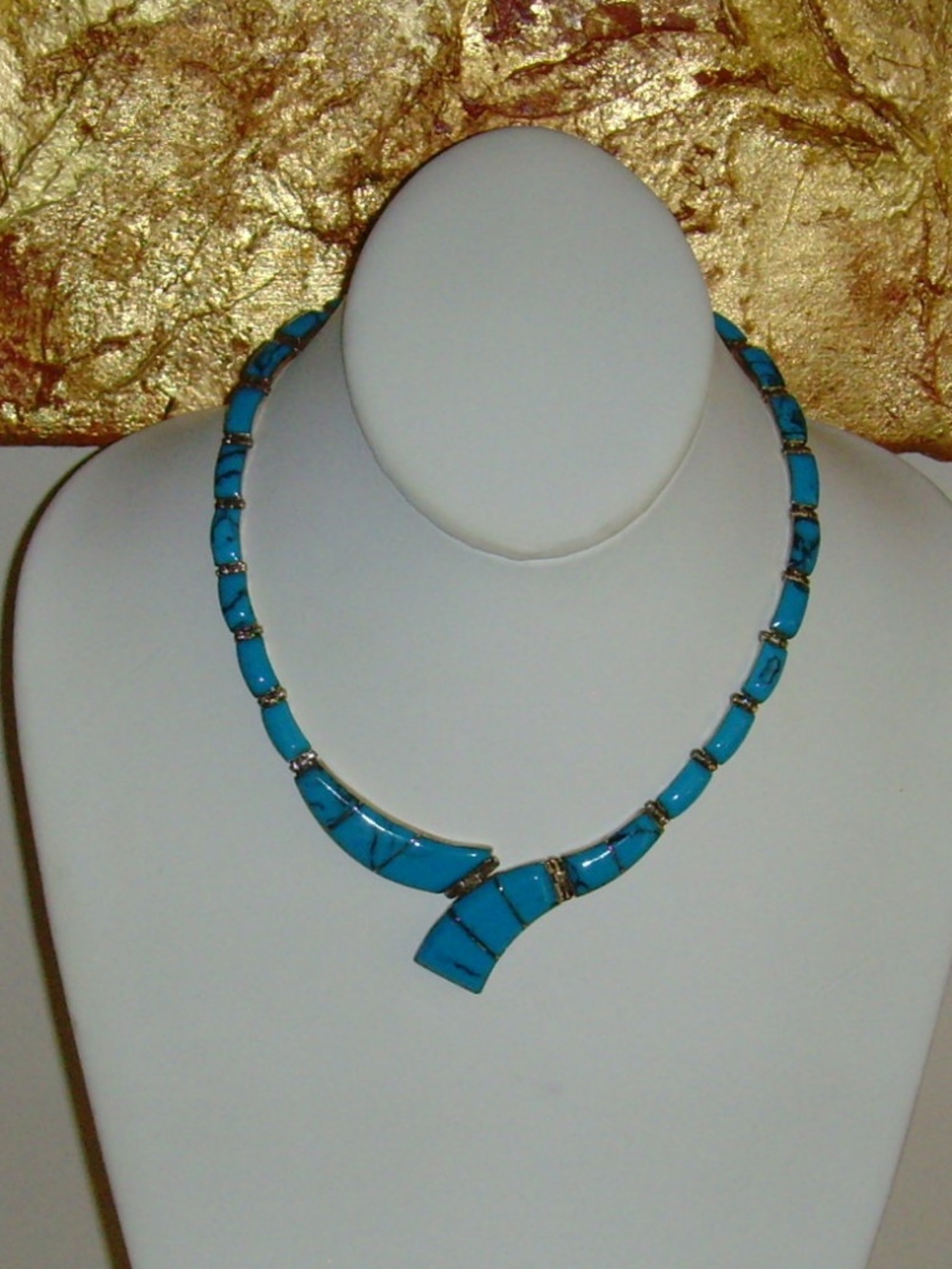 Sterling Silver 925 and Faux Turquoise Necklace - Picture 4 of 13